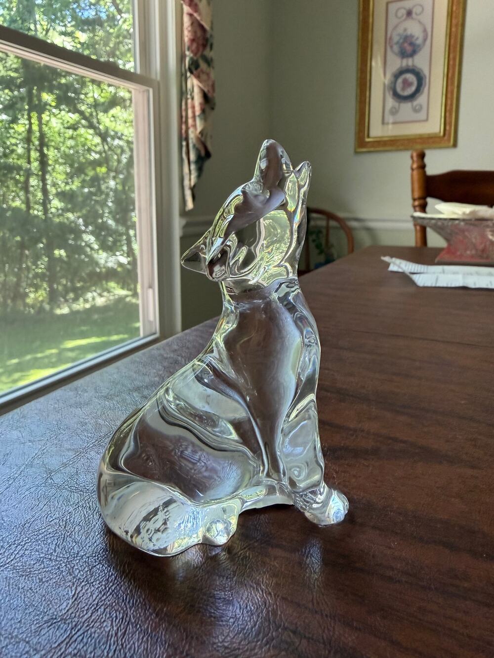 Vintage Lenox Crystal Howling Dog Canine Wolf Figurine 4.5"